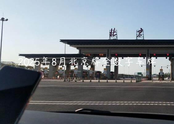 2025年8月北京牌全数字车牌